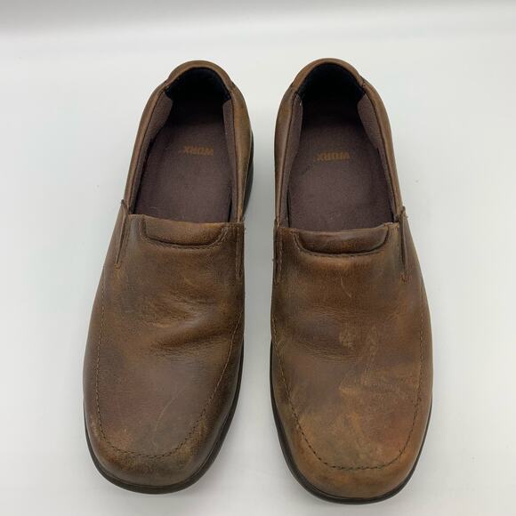 Red Wing Worx Womens 6 M Brown Slip on Leather Clog Support Cushion Steel Toe - Picture 2 of 13